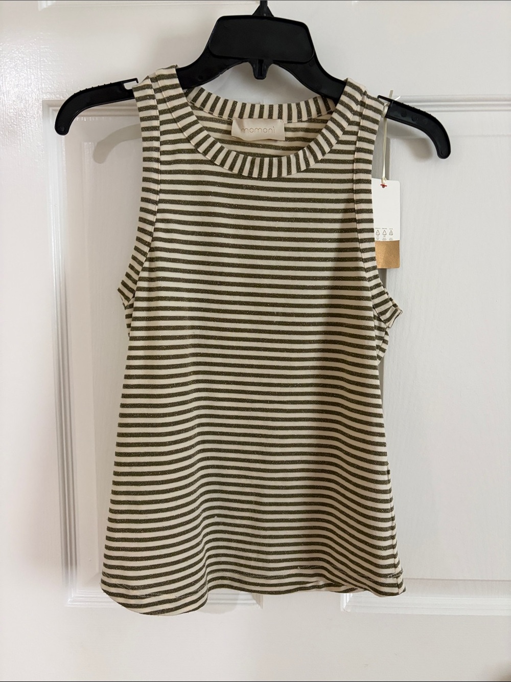 MOMONI GENIPA Olive & Cream Striped Sleeveless Tank Top SIZE XS NEW WITH TAGS